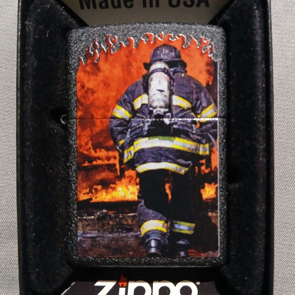 Zippo Firefighter Lighter - Black and Orange